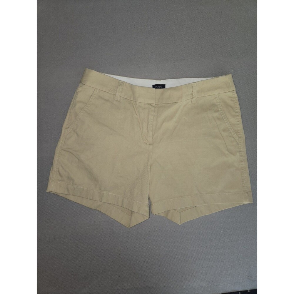J.Crew Womens Khaki Shorts Size 8 Casual Cotton Solid Beige Flat Front Preowned